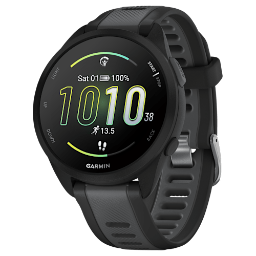 Garmin Forerunner 165 GPS Smartwatch in black and slate grey